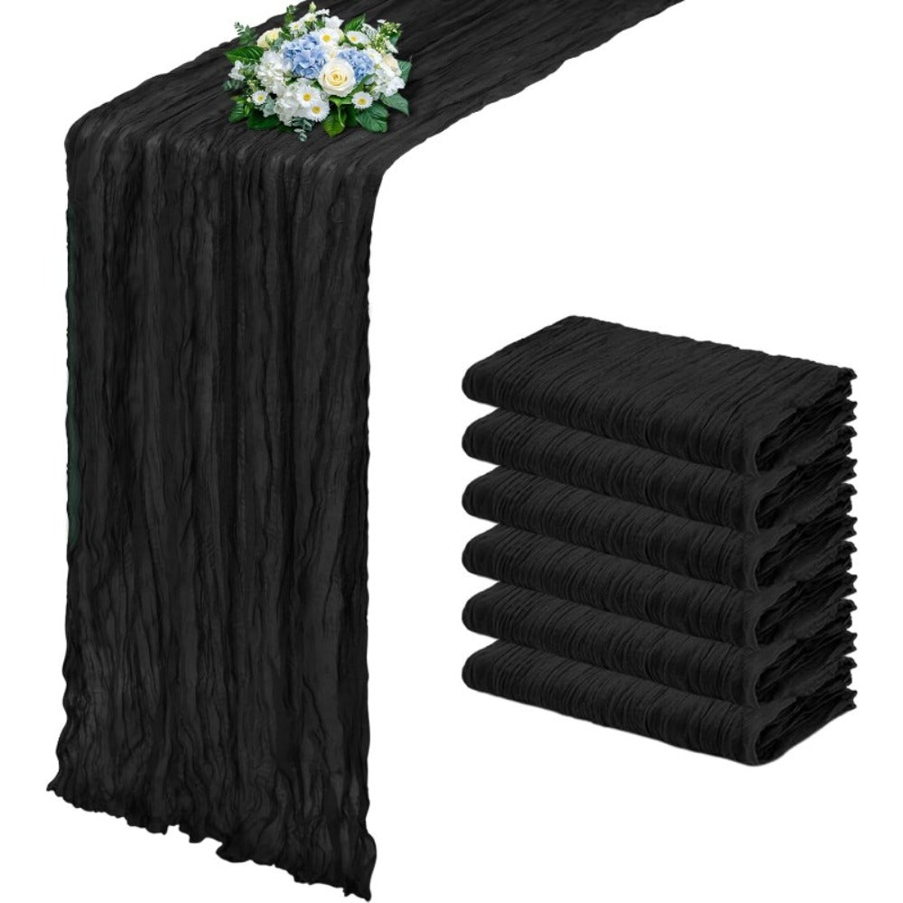 Cheesecloth Table Runner Set of Six Pieces at 21.7 x 72.8 Inches Each in Nine Colors for Dining and Events