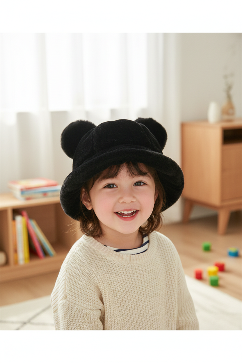 Brooks Kinder-Beanie mit Leopardenmuster und Kunstfell-Ohren – Wintermütze für Kleinkinder