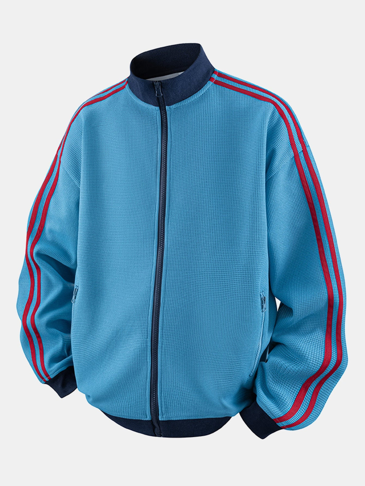 Vintage Waffle Knit Stripe Zip Up Jacket