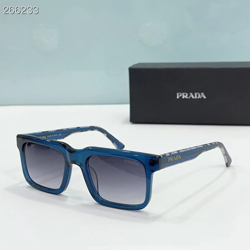 Prada Square Frame Sunglasses – Black Acetate Gradient Grey Lens Made in Italy