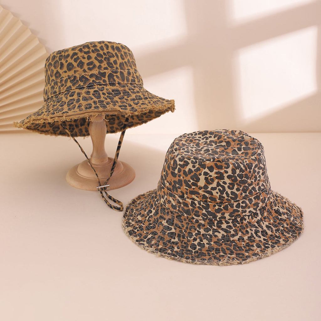 Pickens Bucket-Hat mit Leopardenmuster-Besatz – breite Krempe, Vintage-Mode