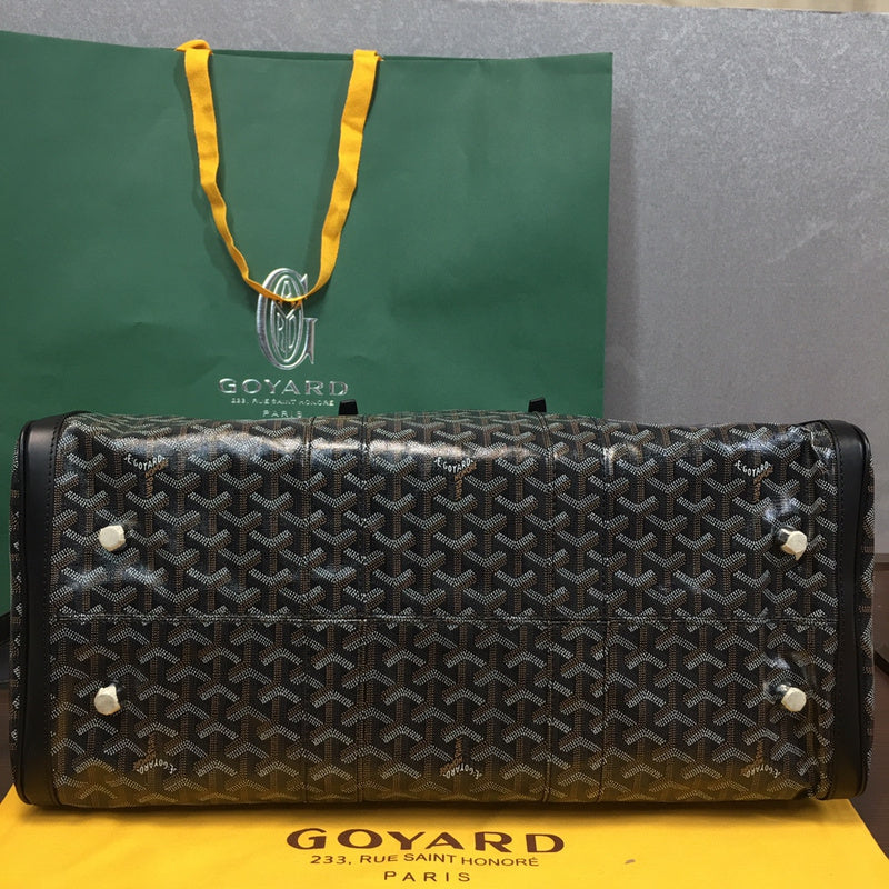 Goyard Croisère 50 Travel Bag – Black Goyardine Canvas Black Leather Silver Hardware