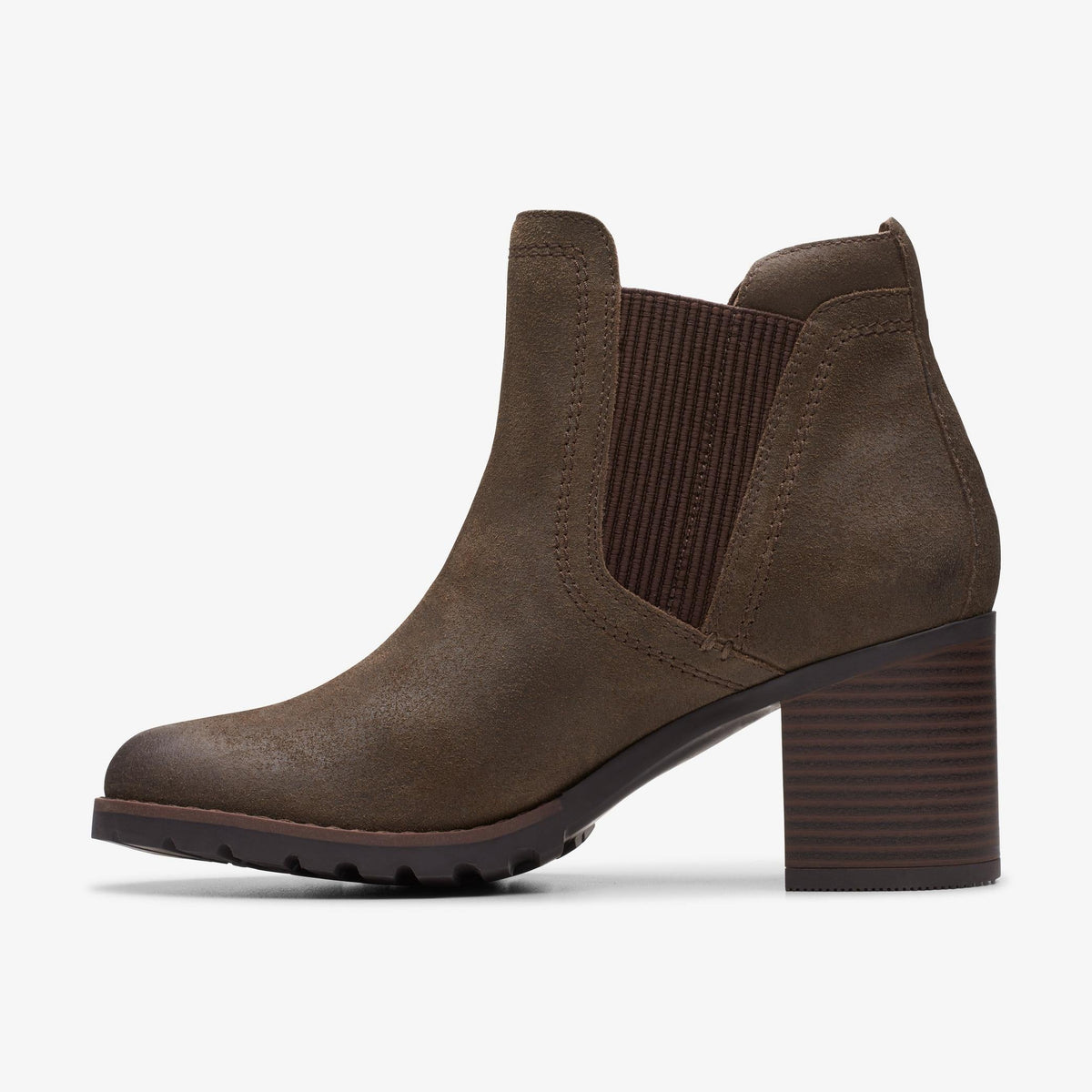 Womens Clarks Leda up - Dark Olive Suede