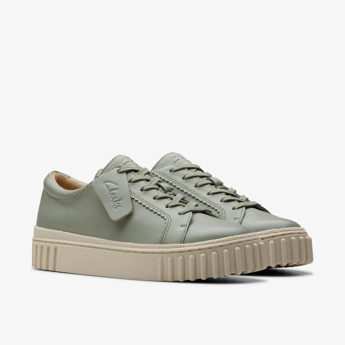 Womens Clarks Mayhill Walk - Light Green Leather
