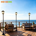 Solar Garden Light HOODINK Black Lamp Post 2-Pack with Solar Panel, Automatic Light Sensor and Freestanding Pole Installation