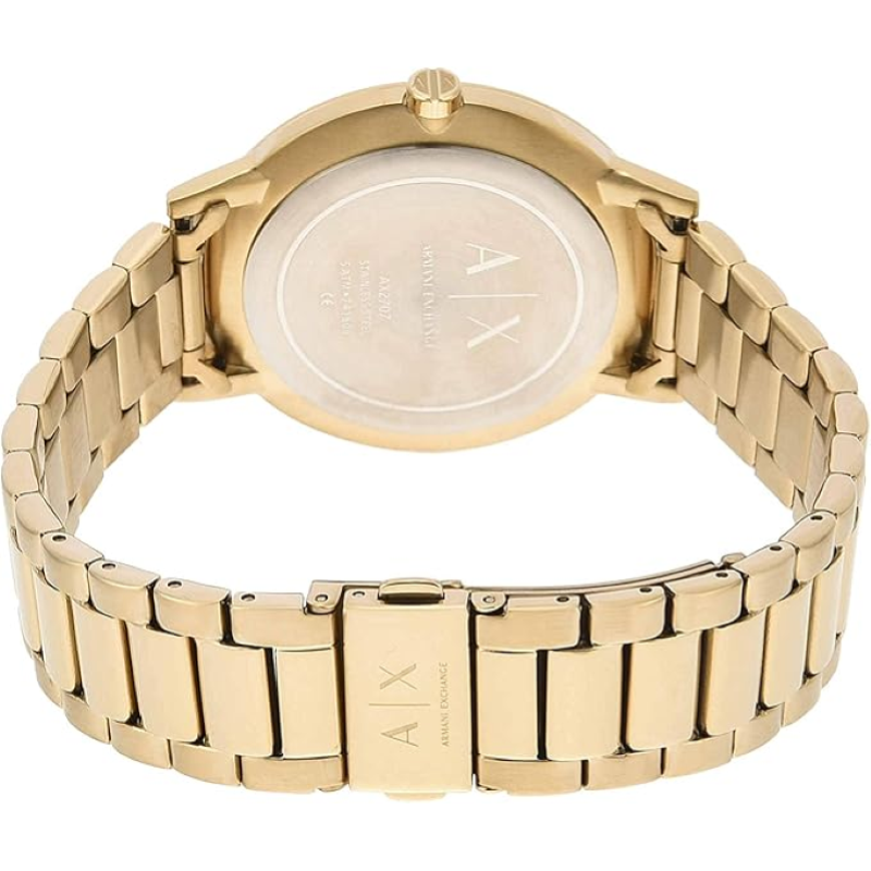 Armani Exchange Cayde AX2707 Herren-Analoguhr – Goldfarbenes Zifferblatt mit passendem Edelstahlarmband in Gold