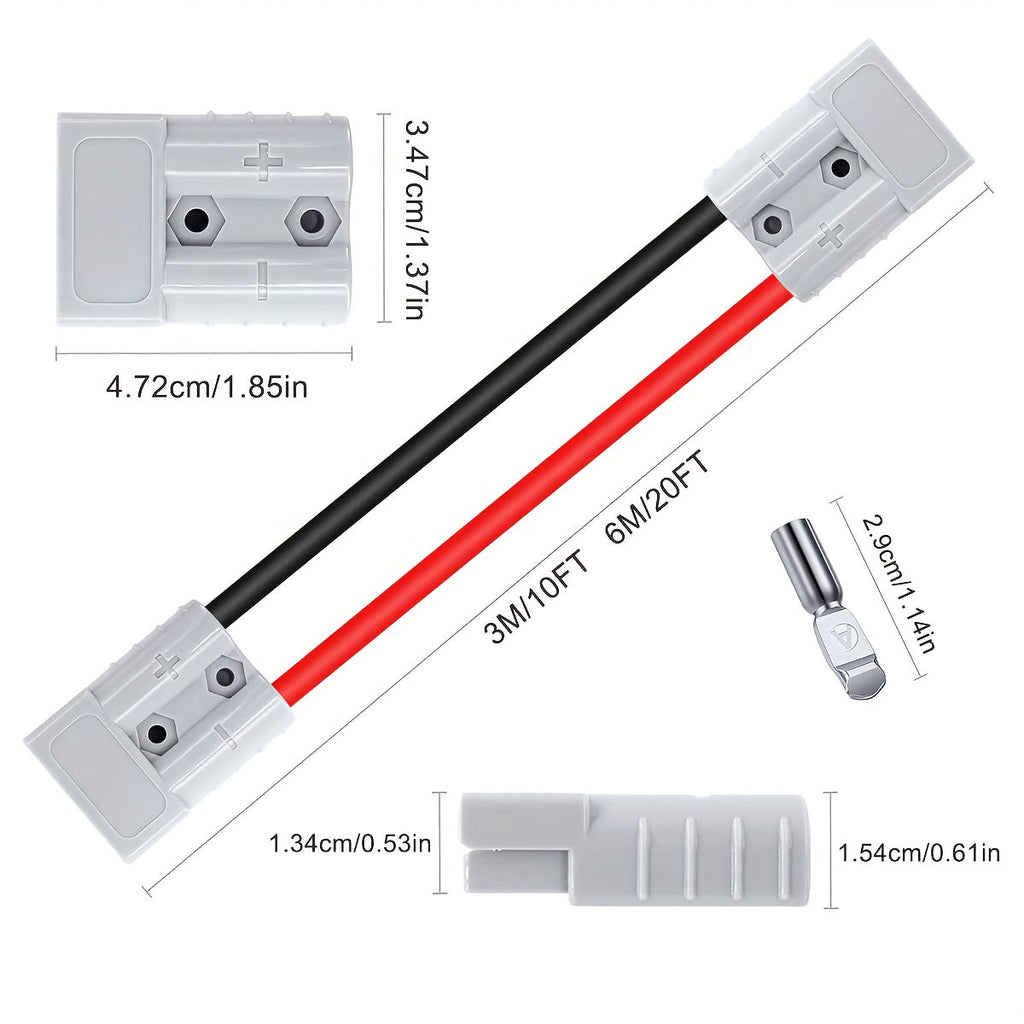 SB50 Anderson Connector Plug with 10FT Wire - Double SB50 Battery Harness Cable for RV, Winch, Trailer, Golf Cart & Electric Vehicle Quick Connect