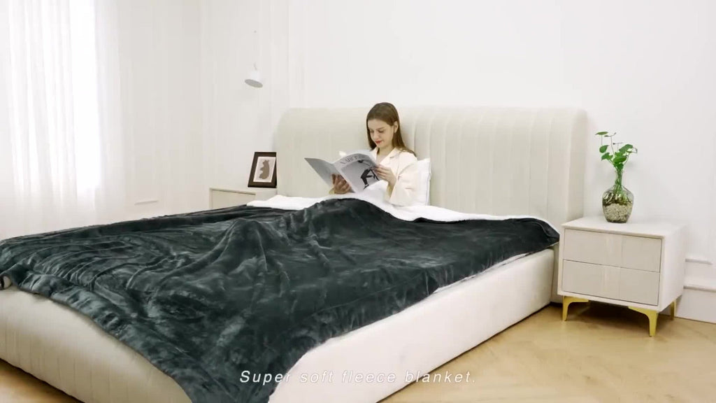 480GSM Sherpa Fleece Blanket, Double-Sided Heavy Throw for Couch, Bed & Travel, Reversible All Season