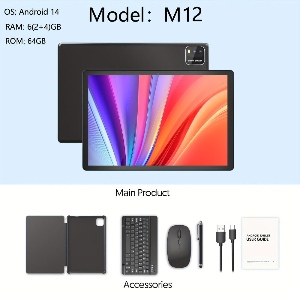Android Tablet 10-Inch 2-in-1 with 1280x800 IPS Display, 64GB Internal Storage and Keyboard Bundle Options