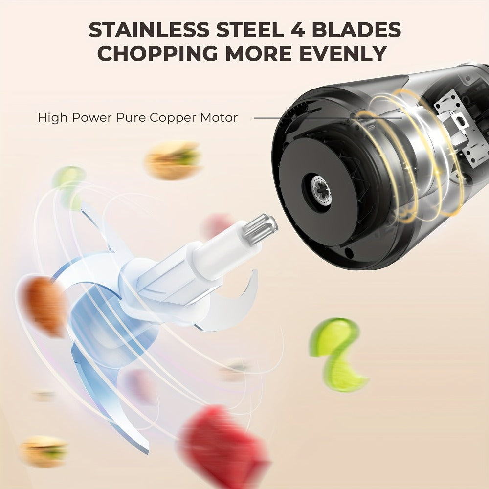 Mini Food Processor 450W, Electric Food Chopper with 2 Bowls & 4 Bi-Level Blades for Meat, Baby Food