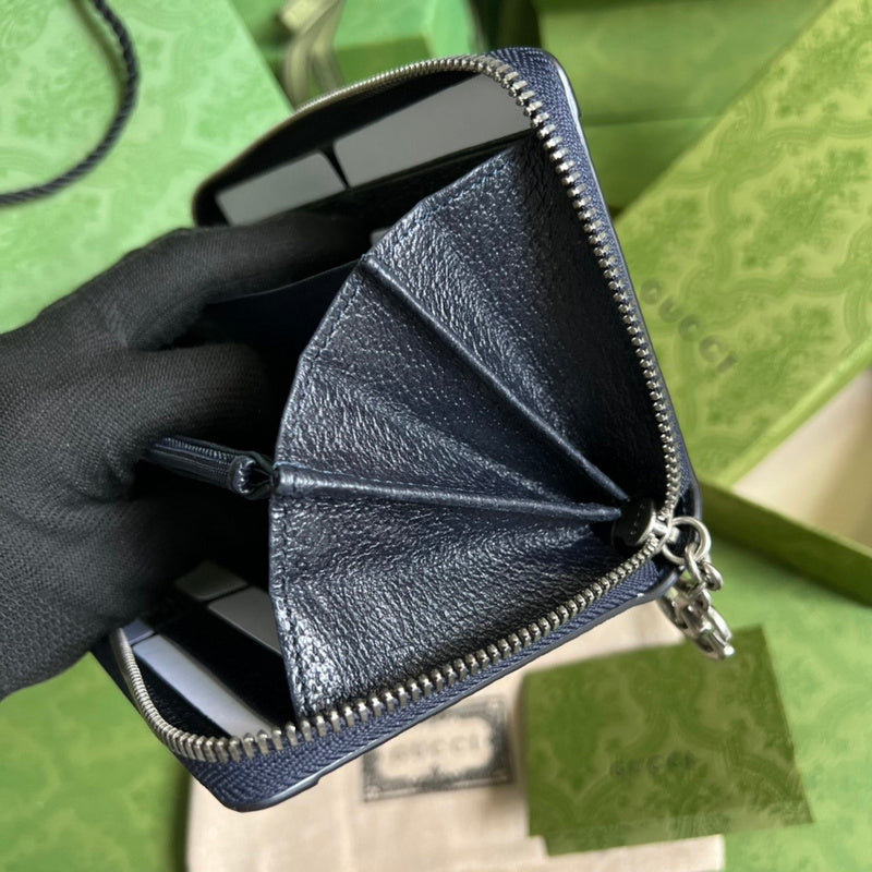 Gucci Ophidia GG Supreme Zip-Around Continental Wallet – Navy Blue