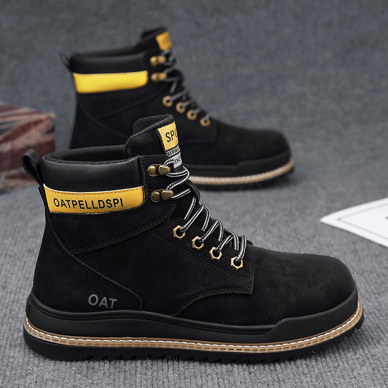 High-Top Retro Martin Boots for Men – Autumn Winter Workwear Style