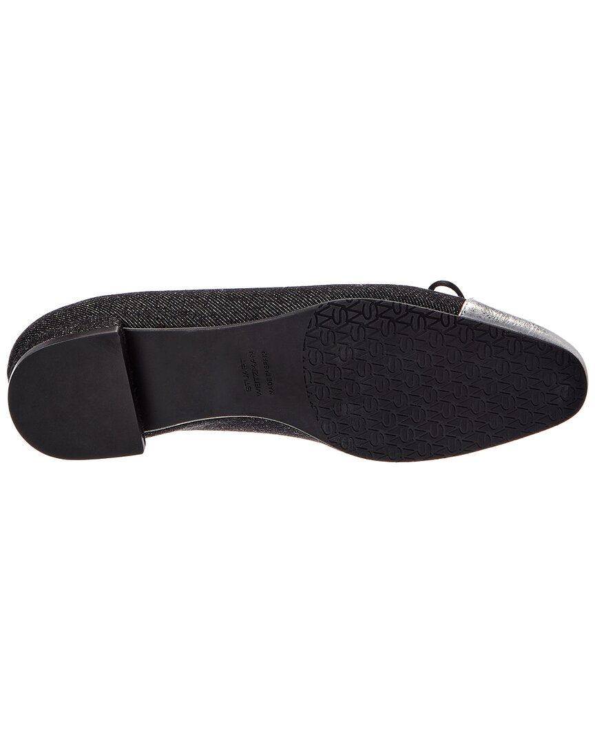Stuart Weitzman Sleek Bow Denim Flat