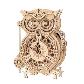 Robotime ROKR 3D DIY Wooden Puzzle Mechanical Gear Drive Pendulum Owl Clock