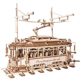 Robotime ROKR 3D DIY Wooden Puzzle Mechanical Models Classic City Tram