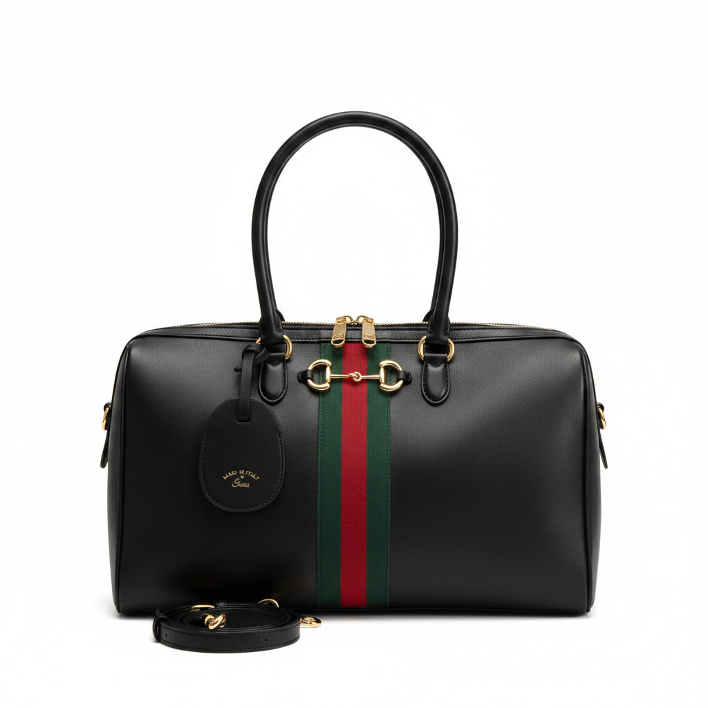 Gucci 1955 Horsebit Boston Bag — Black Leather