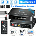 Bluetooth Transmitter Receiver 2-in-1 Wireless Audio Adapter with 3.5mm AUX NFC Input to Dual RCA Output