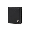 Men's Luxury Black Pebbled Leather Bifold Wallet with Silver Monogram Plaque