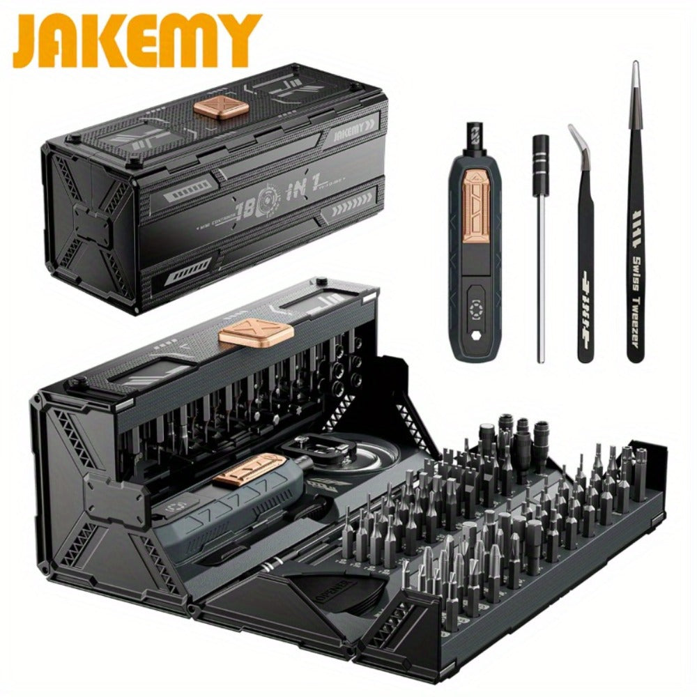 Electric Screwdriver Set, 180-in-One Repair Toolkit with 160 Magnetic Bits in Black or White for Device Setup