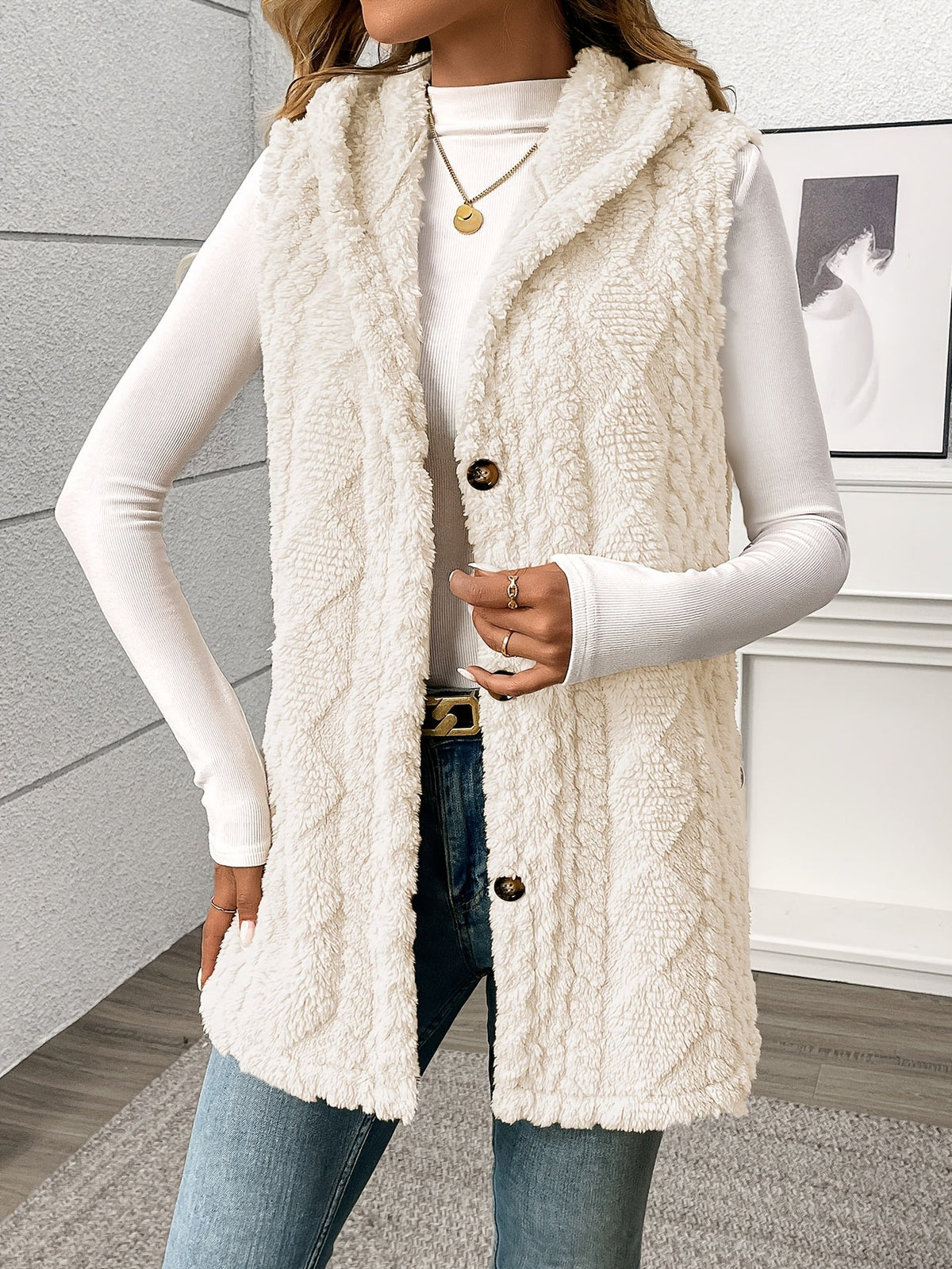Coralie | Textured Hooded Gilet