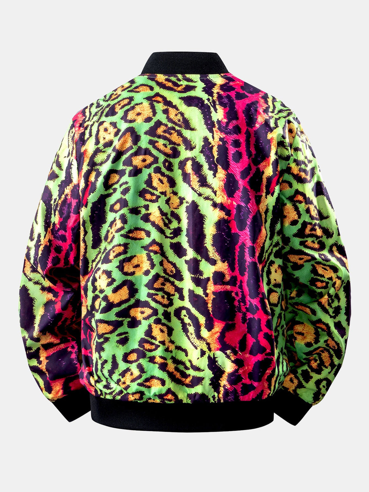 Colorful Leopard Prin Zip-Up Bomber Jacket