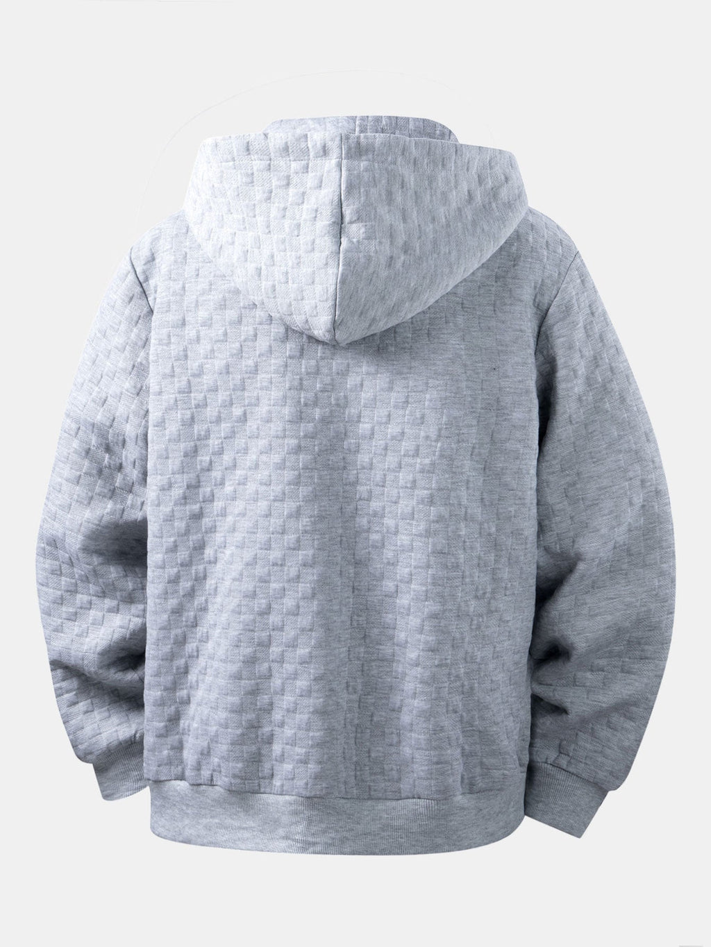 Relaxed Fit Checkerboard Jacquard Zip-Up Hooded Jacket