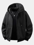 Relaxed Fit Checkerboard Jacquard Zip-Up Hooded Jacket