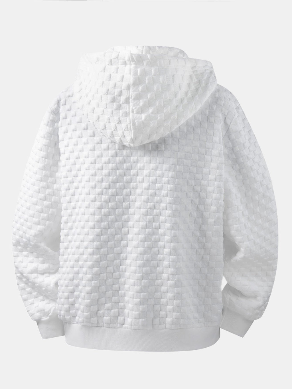 Relaxed Fit Checkerboard Jacquard Zip-Up Hooded Jacket