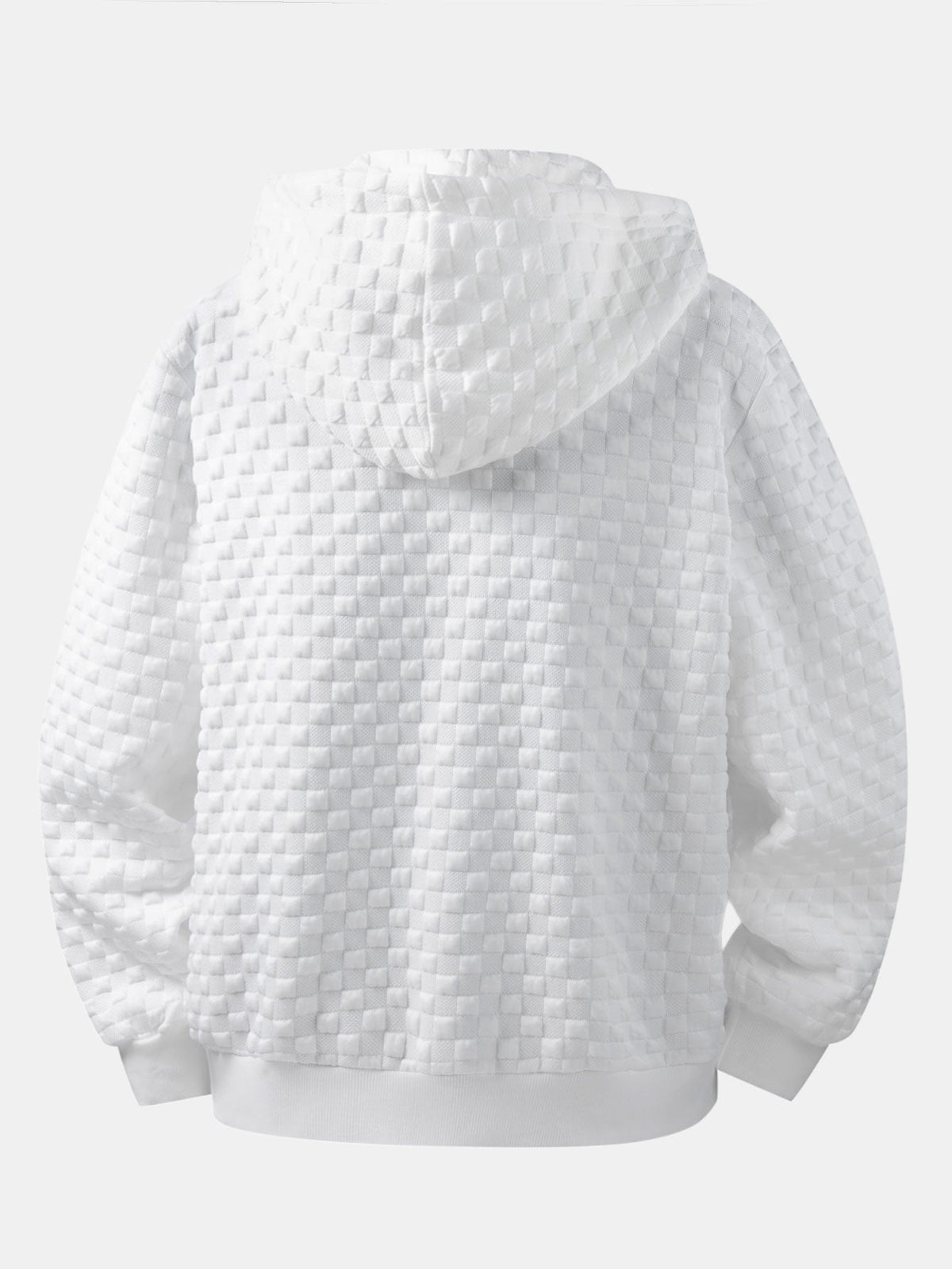 Relaxed Fit Checkerboard Jacquard Zip-Up Hooded Jacket