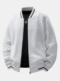 Checkerboard  Jacquard Zip-Up Bomber Jacket