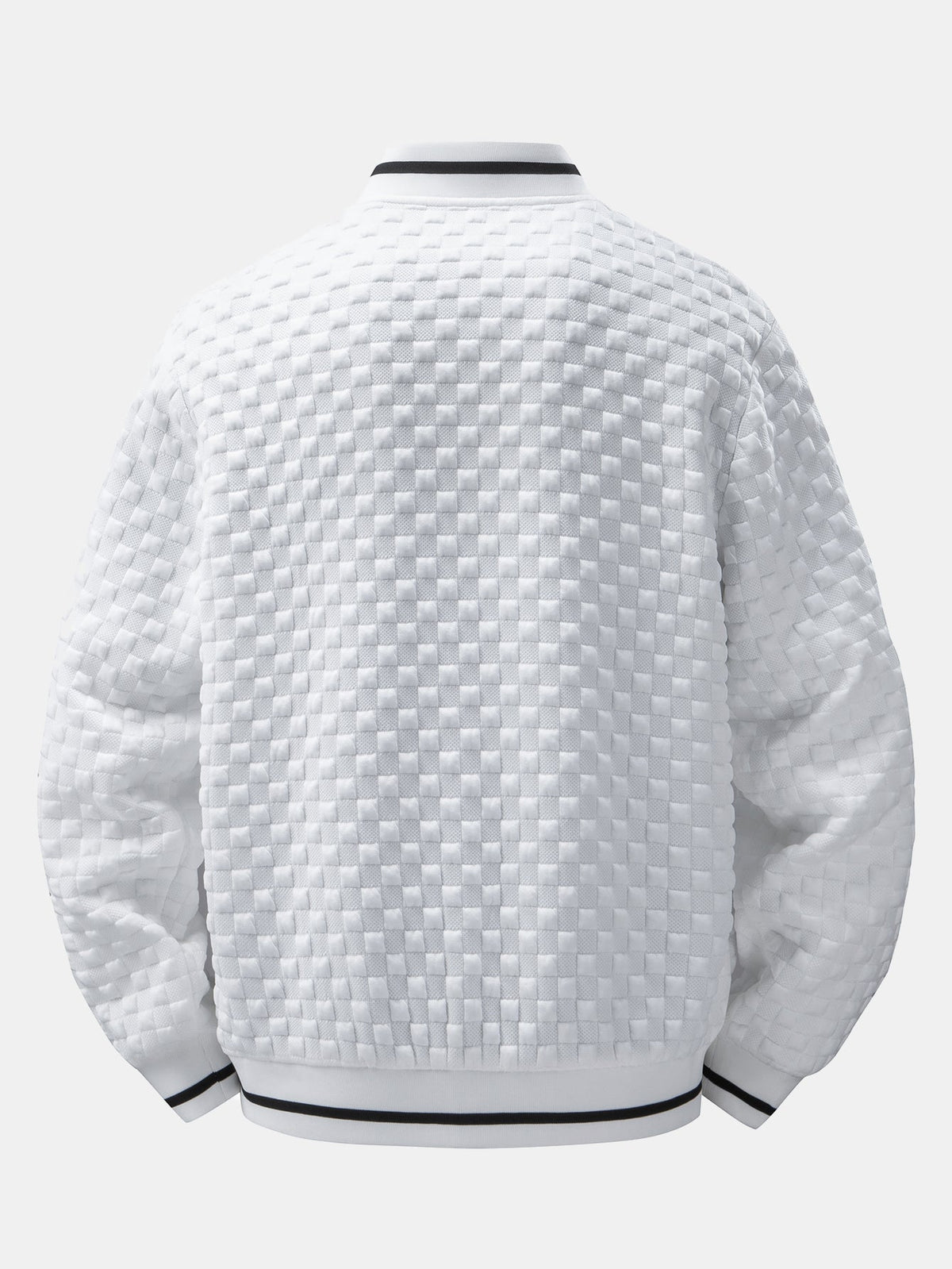 Checkerboard  Jacquard Zip-Up Bomber Jacket
