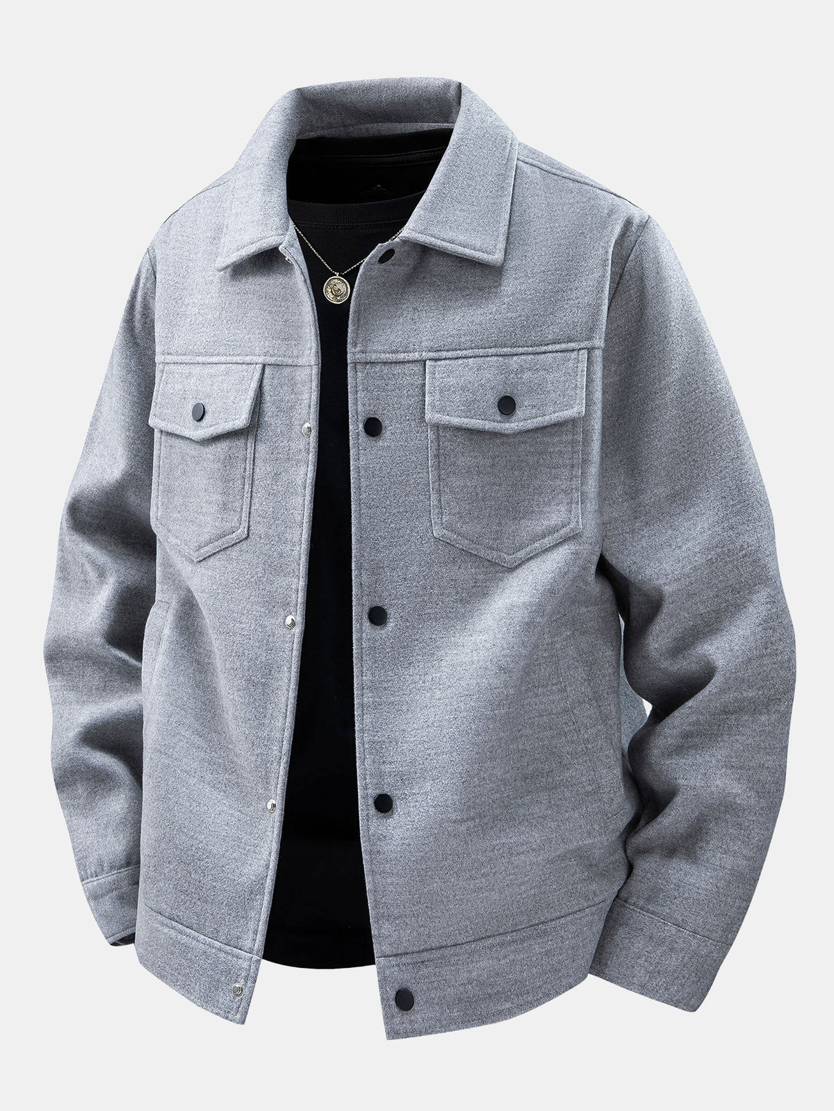 Wool-Look Snap Button Jacket
