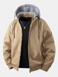 Detachable Hood Zip-Up Bomber Jacket