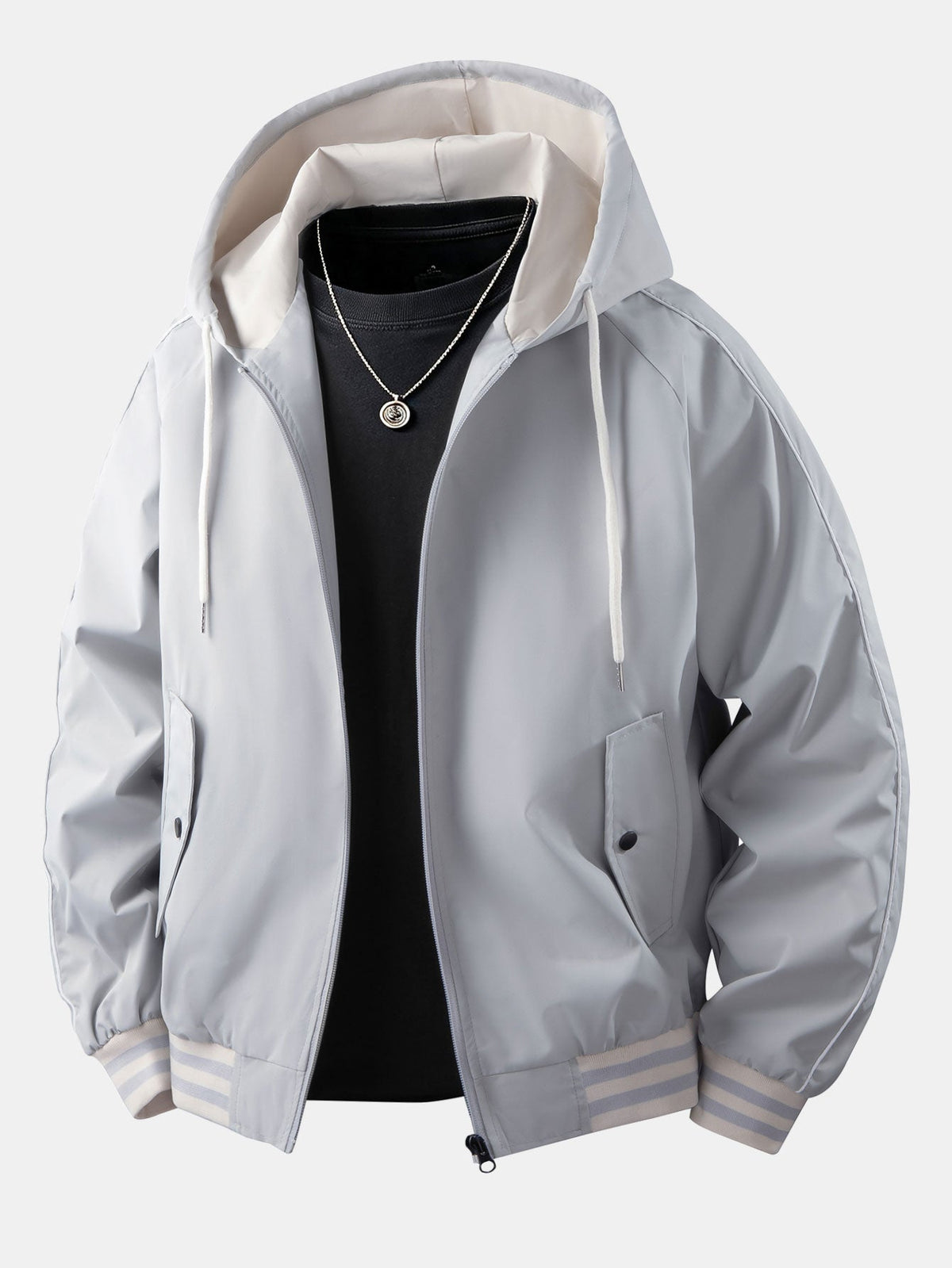 Relaxed Fit Zip-Up Hooded Jacket