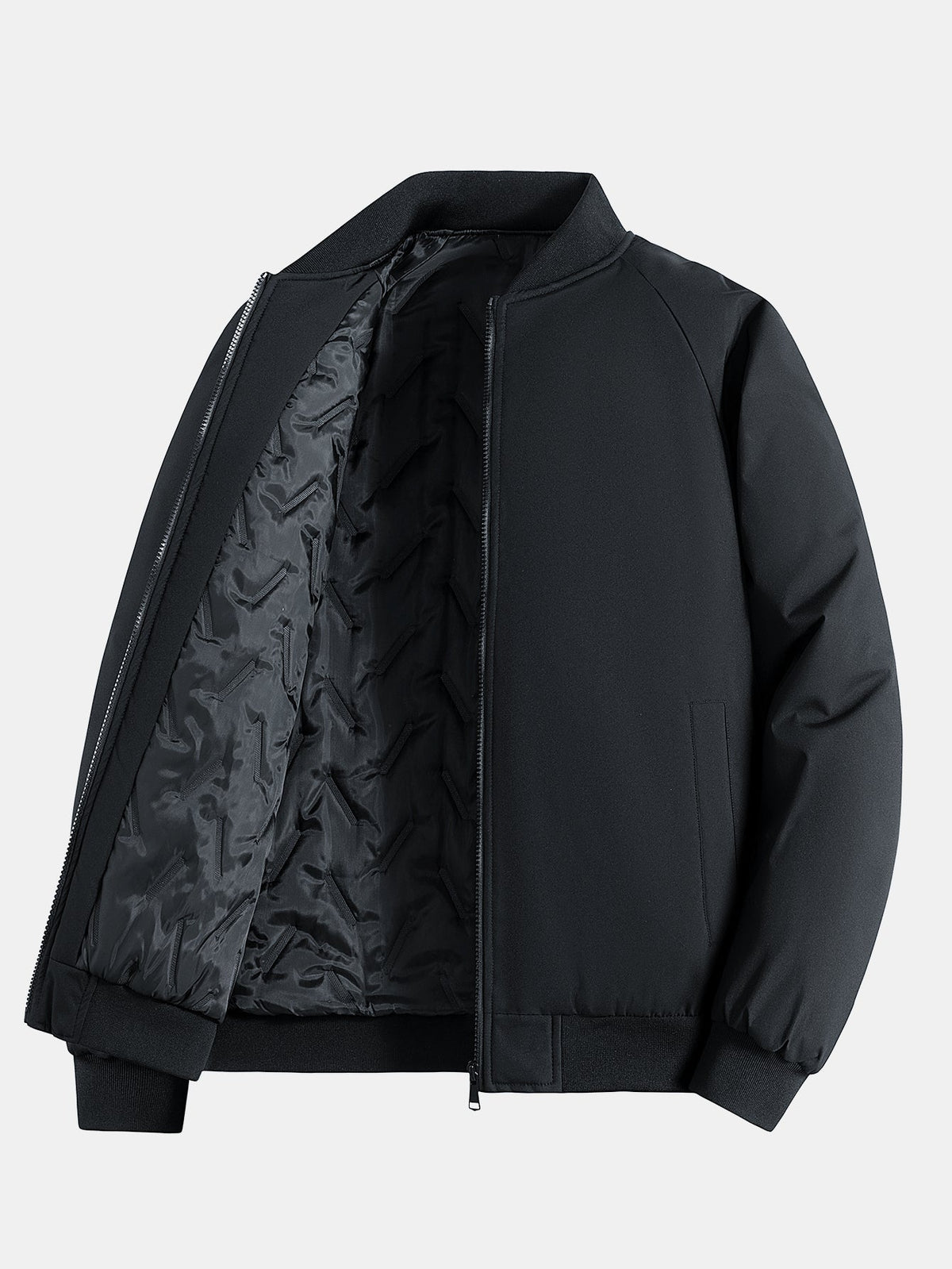 Padded Lining Zip-Up Bomber Jacket