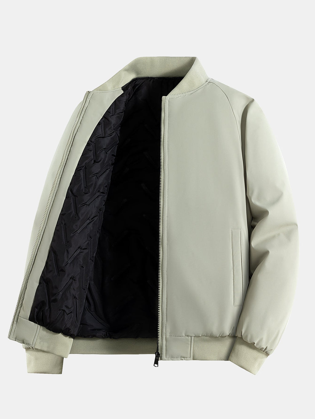 Padded Lining Zip-Up Bomber Jacket