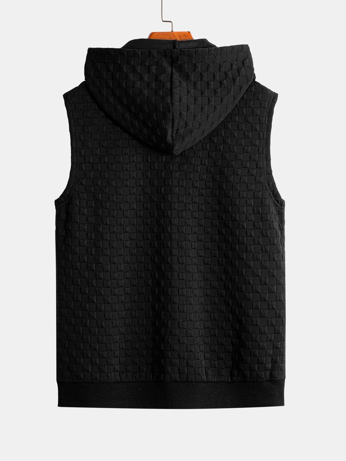 Checkerboard Sleeveless Zip Up Hoodie