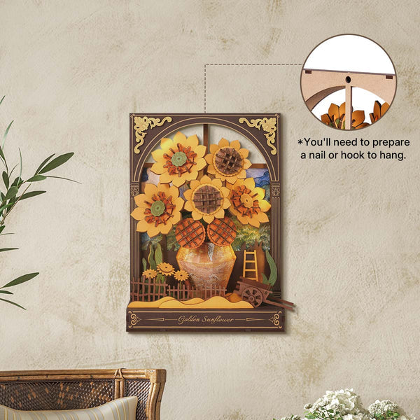 Robotime Rowood Golden Sunflower Wall Art 3D Wooden Puzzle TH002