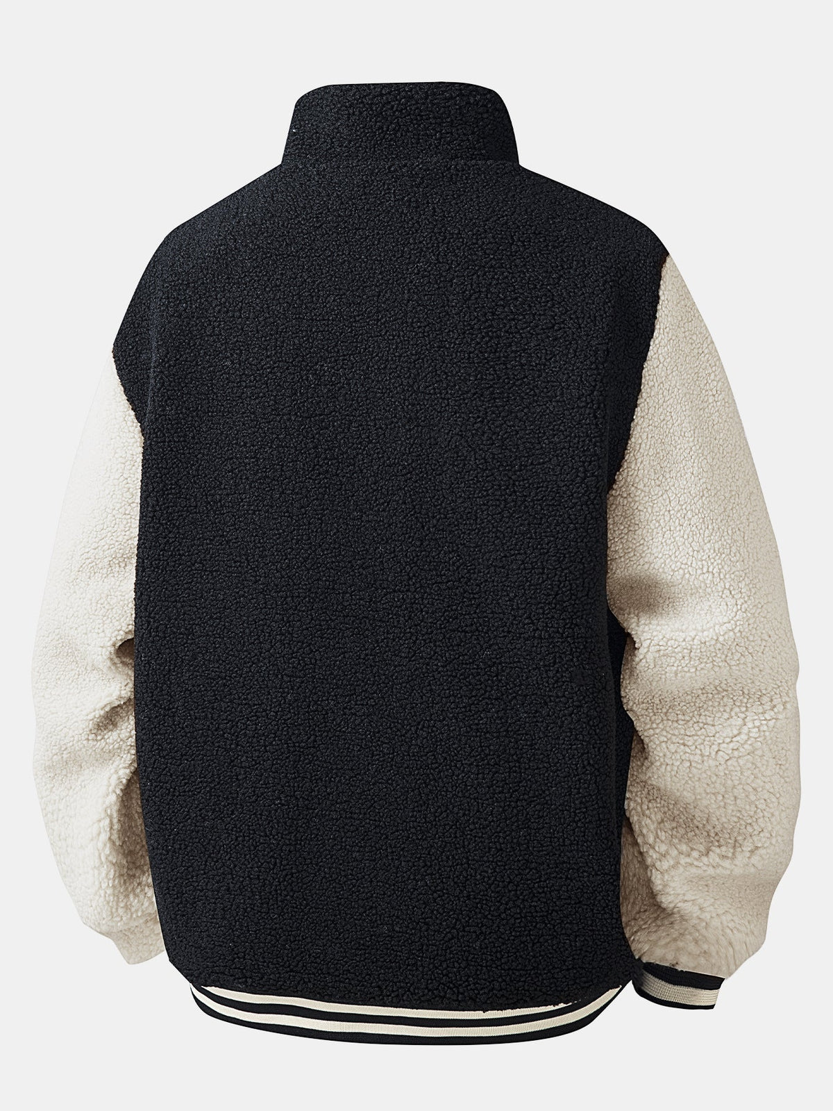 Teddy Fleece Contrast Baseball Jacket