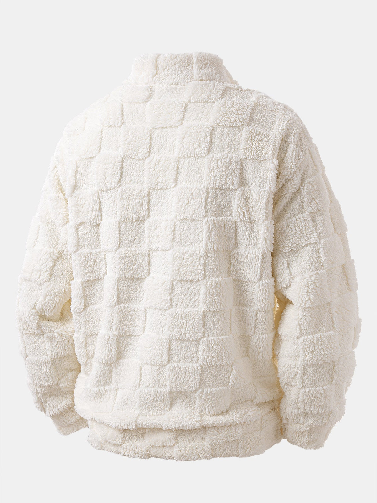 Chessboard Jacquard Teddy Quarter Zip Sweatshirt