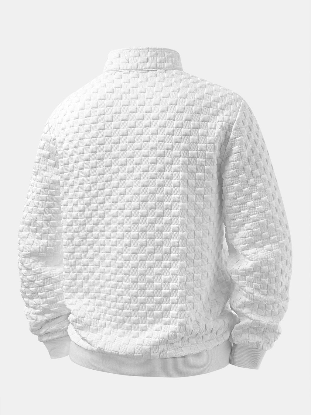 Checkerboard Jacquard Quarter Zip Sweatshirt