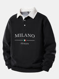 Milano Print Contrast Polo Collar Sweatshirt