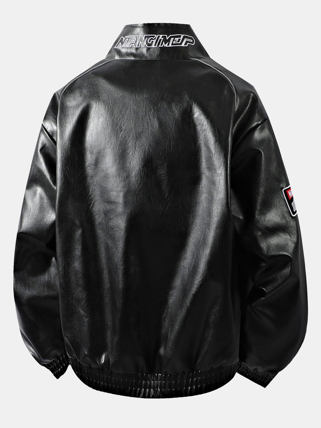 Fleece Lined Embroidery Leather Racing Jacket
