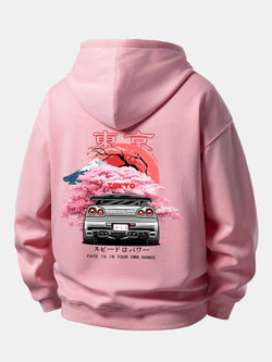 Tokyo Cherry Blossoms Car Print Relax Fit Hoodie