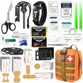 217-Piece Outdoor Tool and First Aid Supply Kit with MOLLE Bag in Nine Color-Labeled Options