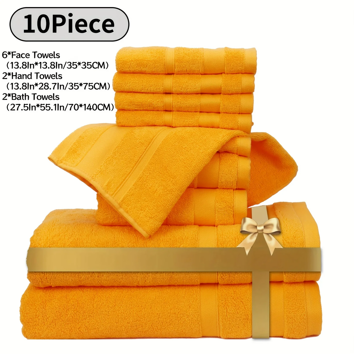 Bath Towel Set in Pure Cotton, Six or Ten Solid-Color Towels for Bathroom Routines, Gym Visits and Travel