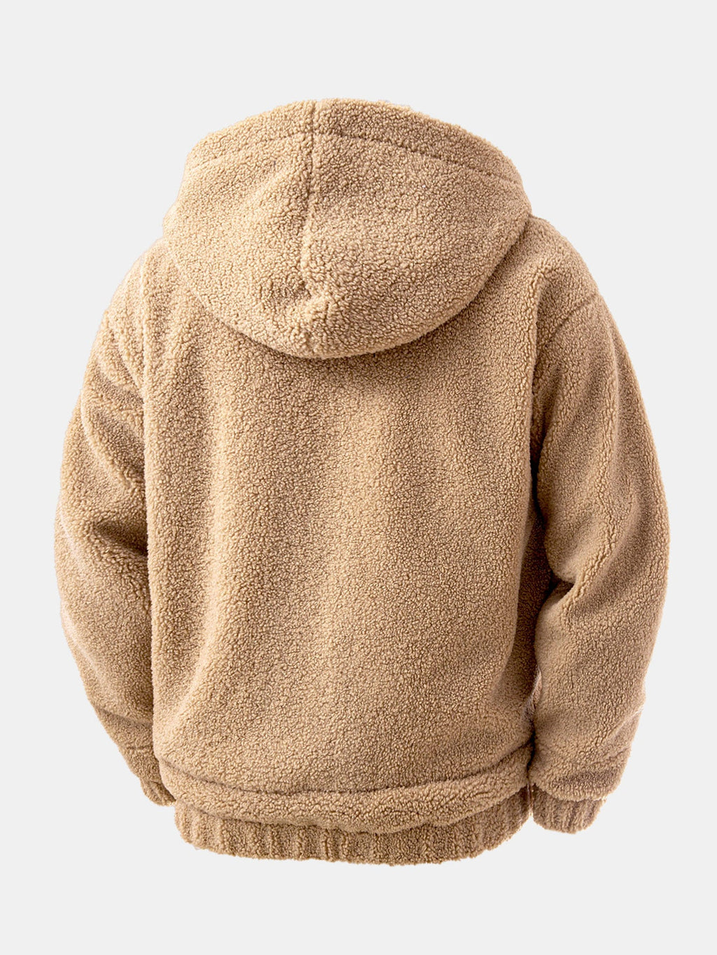 Contrast Plaid Teddy Zip-Up Hoodie