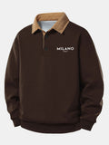 Relax Fit Milano Print Contrast Corduroy Polo Collar Sweatshirt