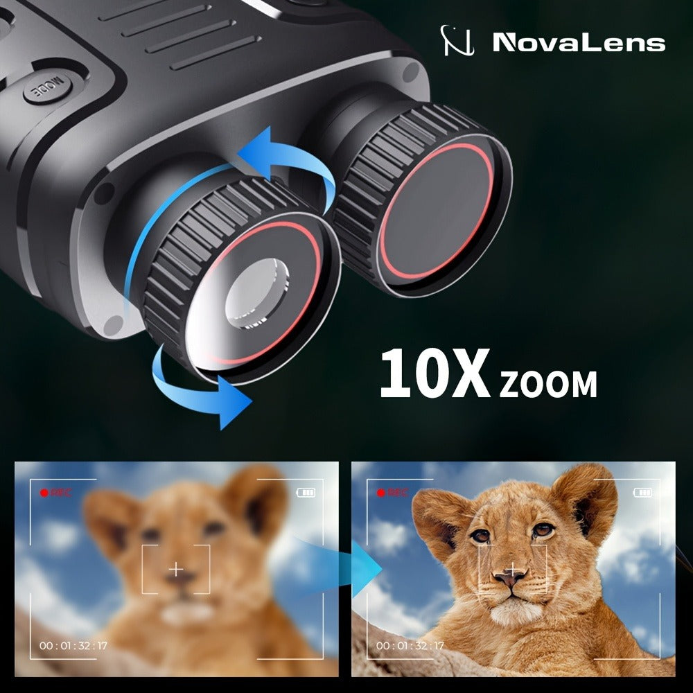 Compact Digital Night Vision Binoculars in Green, Black or Yellow with 2.4-Inch Screen, 10X Zoom and Seven IR Levels