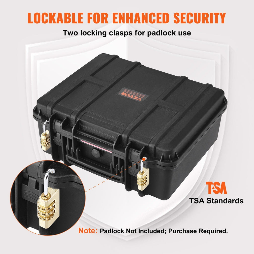 Hard Pistol Case IP67 Waterproof – TSA Approved Lockable Handgun Case with XPE Pre-Cut Foam Lining, Pressure Release Valve & Dual Padlock Holes for Safe Firearm Transport & Storage